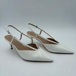 Marc Fisher White Slingback Kitten Heels | NWOB | Pointed Toe | Size 8.5